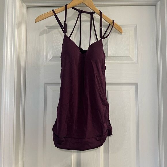 ATHLETA Plum Purple Cross Back Blousy Bra Size Tankini Top size small - Picture 9 of 13